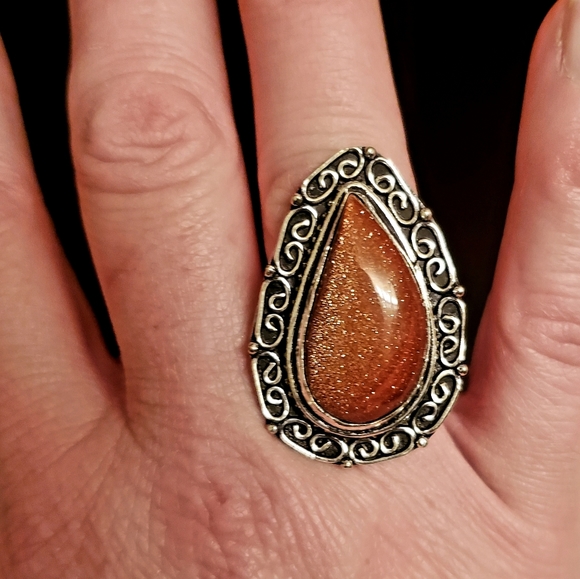 New Sunstone Sun Sitara 925 Silver Statement Ring. - Picture 5 of 8